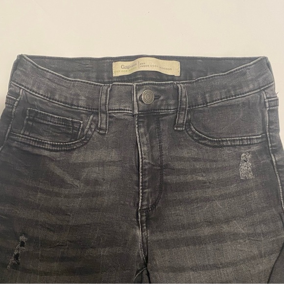 Gap 1969 Inner Cozy Leggings JeansWomen's 26/2 Reg Black Frayed Hem Mid Rise - Picture 3 of 16